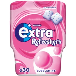 EXTRA Refreshers Bubblemint Sugarfree Chewing Gum Bottle 30 pieces image