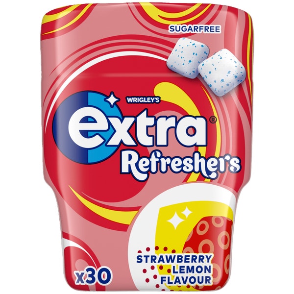 EXTRA Refreshers Strawberry Lemon Flavour Sugarfree Chewing Gum Bottle 30pcs