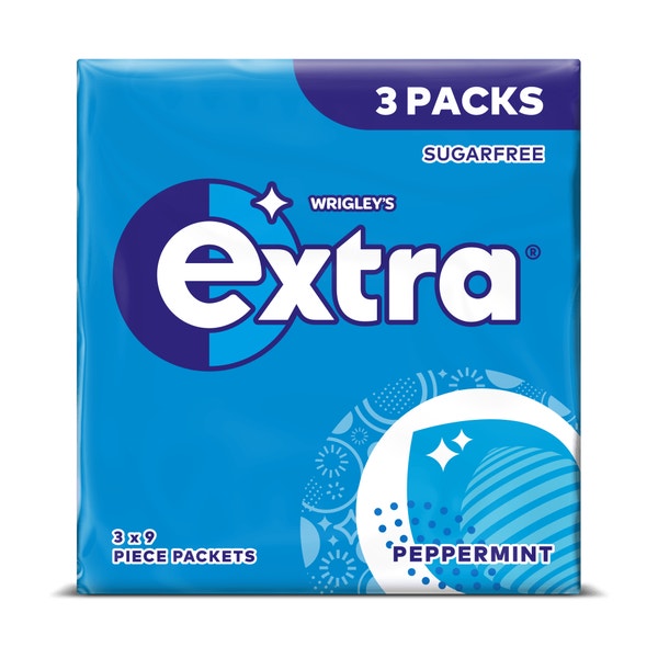 EXTRA Peppermint Chewing Gum Sugarfree Multipack 3 x 9 Pieces