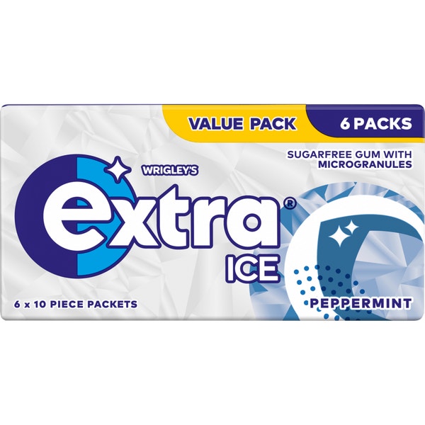 EXTRA Ice Peppermint Chewing Gum Sugarfree Multipack 6 x 10 Pieces