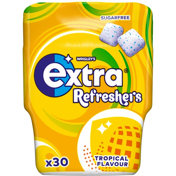 EXTRA Refreshers Tropical Flavour Sugarfree Chewing Gum Bottle 30pcs
