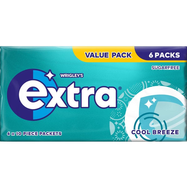 EXTRA Cool Breeze Chewing Gum Sugarfree Multipack 6 x 10 Pieces
