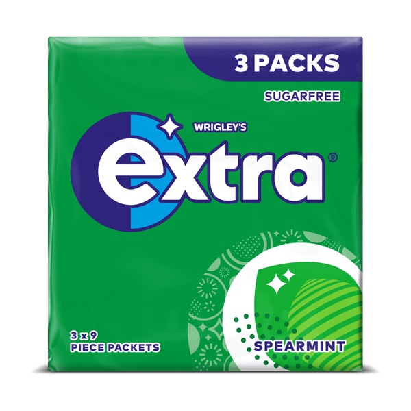 EXTRA Spearmint Chewing Gum Sugarfree Multipack 3 x 9 Pieces