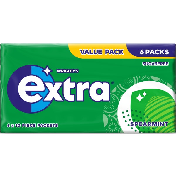 EXTRA Spearmint Chewing Gum Sugarfree Multipack 6x10 Pieces