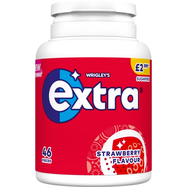 EXTRA Strawberry Chewing Gum, Sugar-free, Bottle 46 pieces
