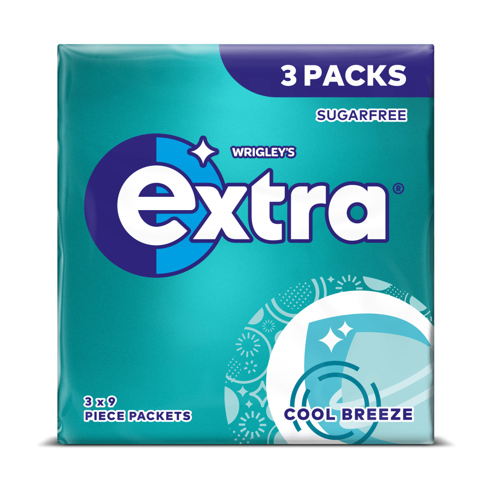 EXTRA Cool Breeze Chewing Gum Sugarfree Multipack 3 x 9 Pieces