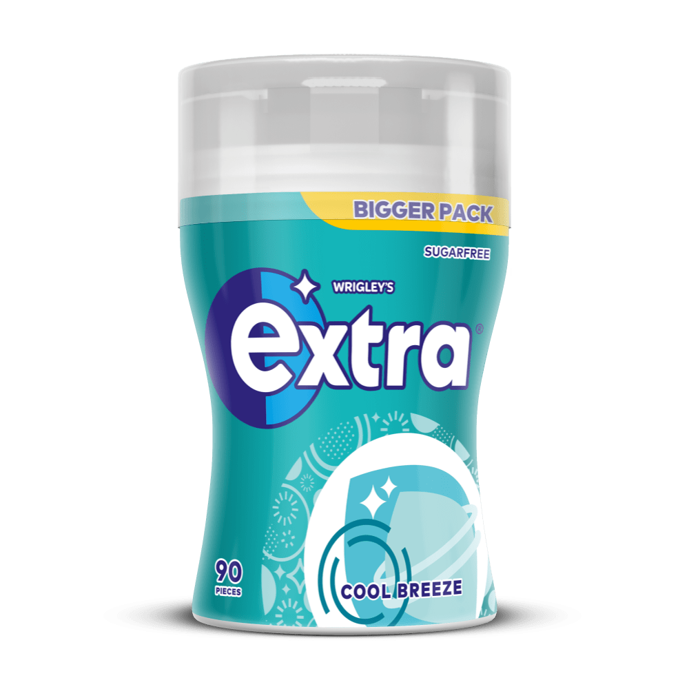 EXTRA Cool Breeze Chewing Gum Sugarfree Large Bottle 90 Pieces