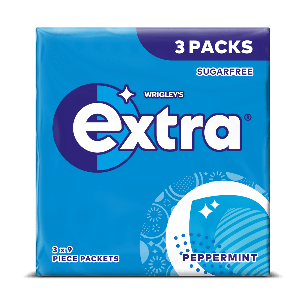 EXTRA Peppermint Chewing Gum Sugarfree Multipack 3 x 9 Pieces