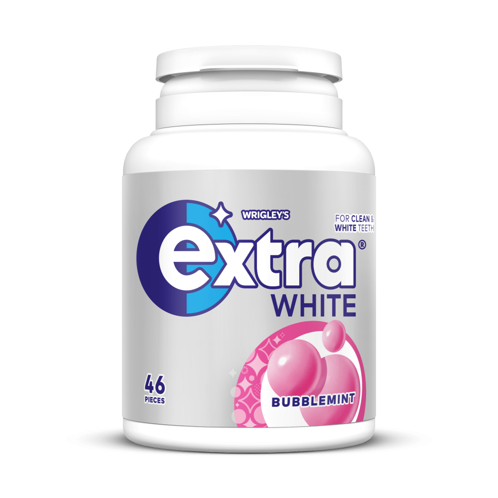 EXTRA White Bubblemint Chewing Gum Sugarfree Bottle 46 Pieces