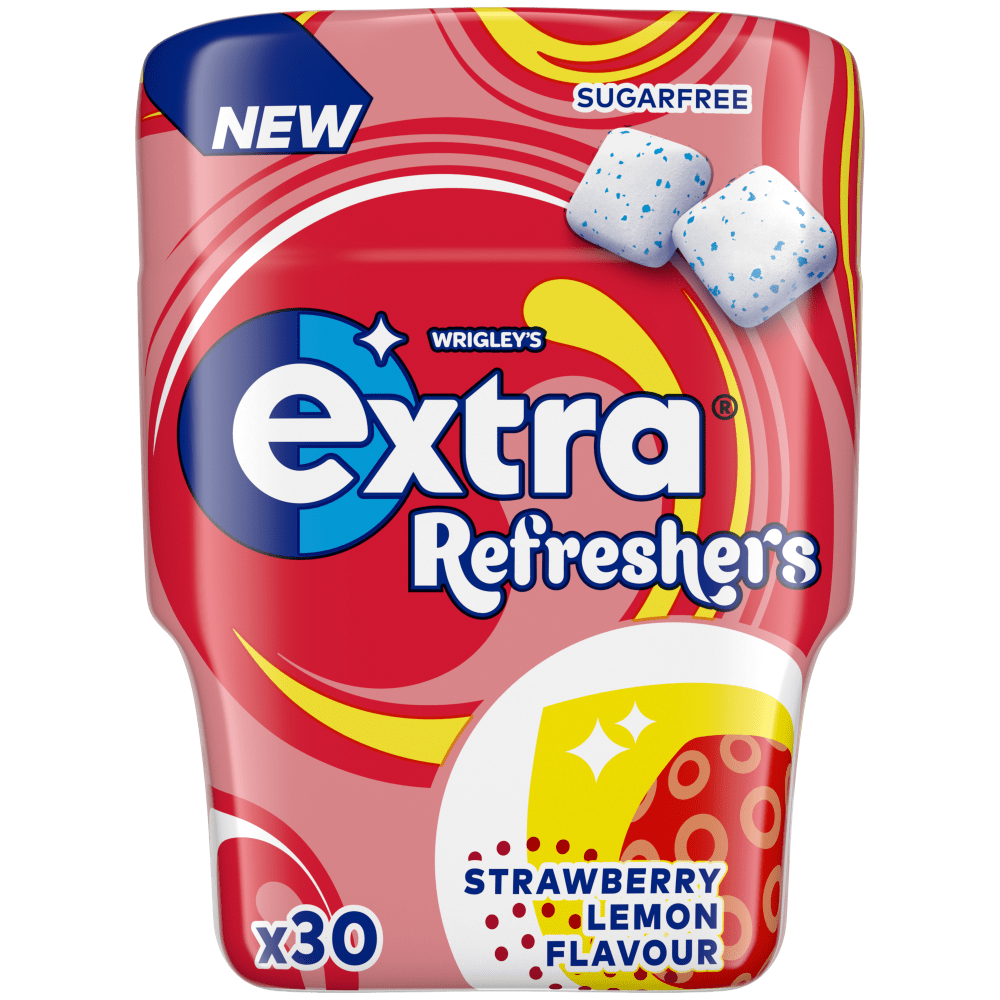 EXTRA Refreshers Strawberry Lemon Flavour Sugarfree Chewing Gum Bottle