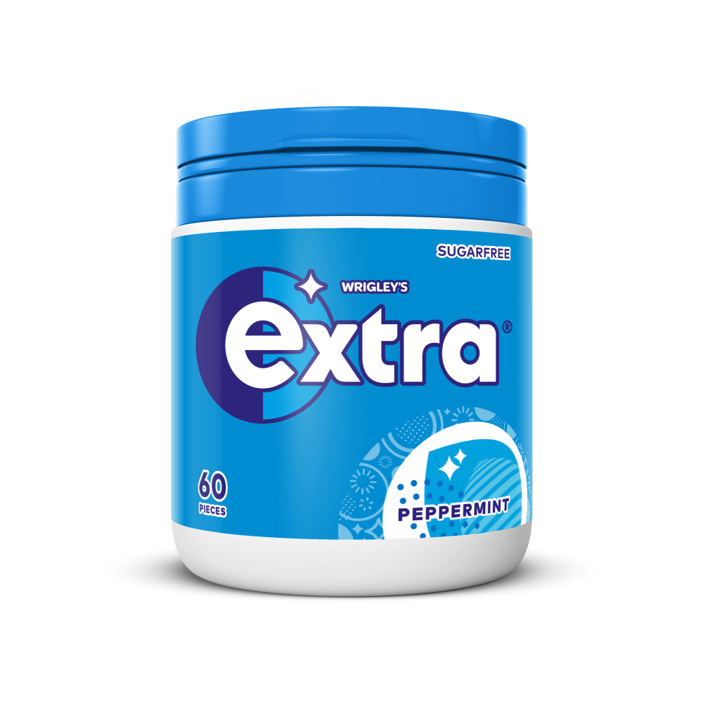 EXTRA Peppermint Chewing Gum Sugarfree Bottle 60 pieces