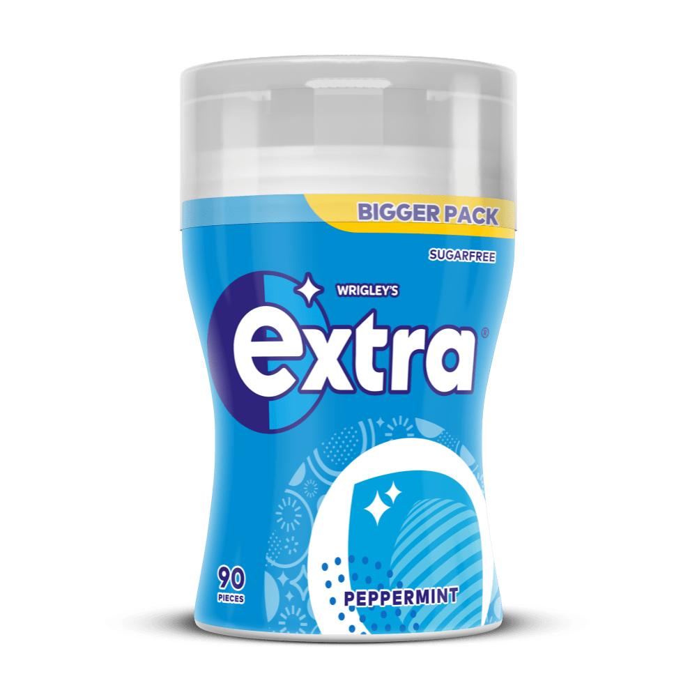 EXTRA Peppermint Chewing Gum Sugarfree Large Bottle 90 Pieces