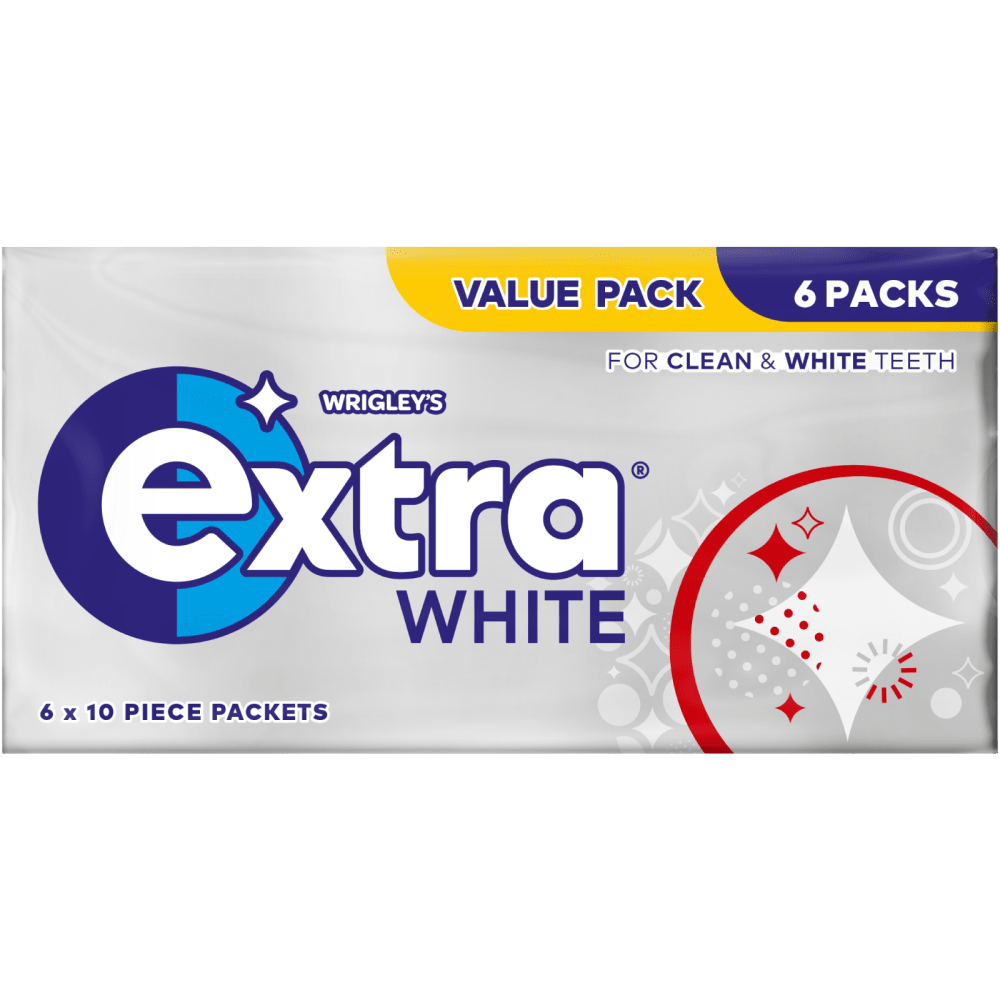 EXTRA White Chewing Gum Sugarfree Multipack 6 x 10 Pieces