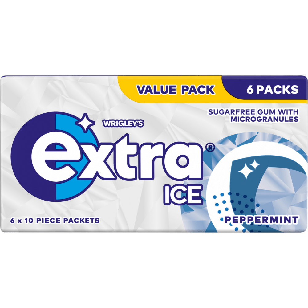 EXTRA Ice Peppermint Chewing Gum Sugarfree Multipack 6 x 10 Pieces