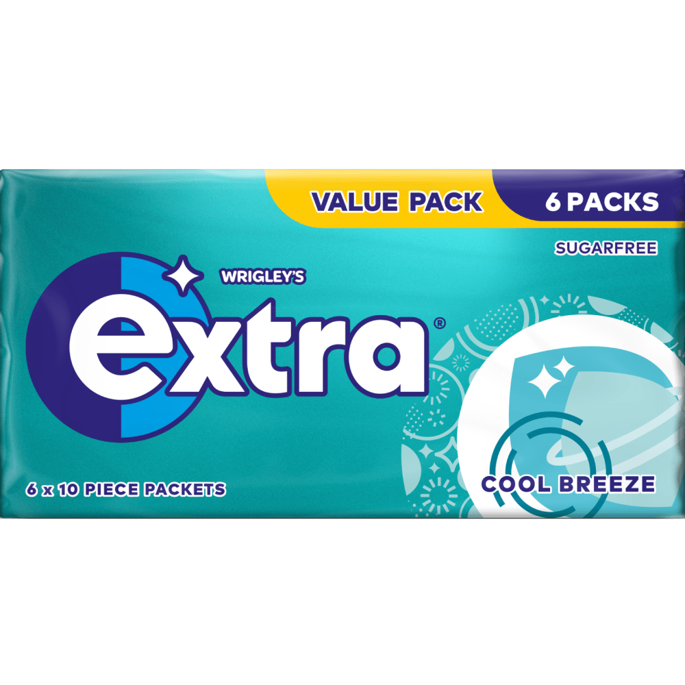 EXTRA Cool Breeze Chewing Gum Sugarfree Multipack 6 x 10 Pieces