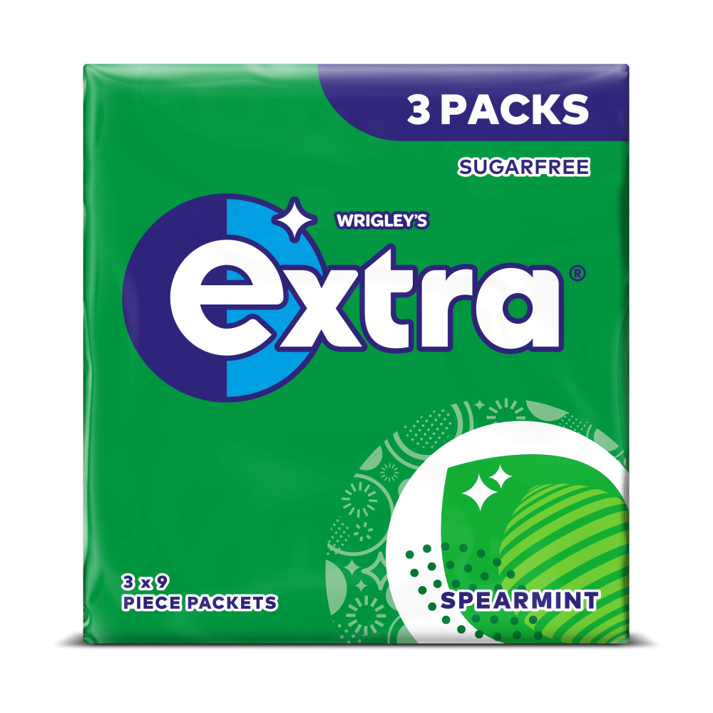 EXTRA Spearmint Chewing Gum Sugarfree Multipack 3 x 9 Pieces