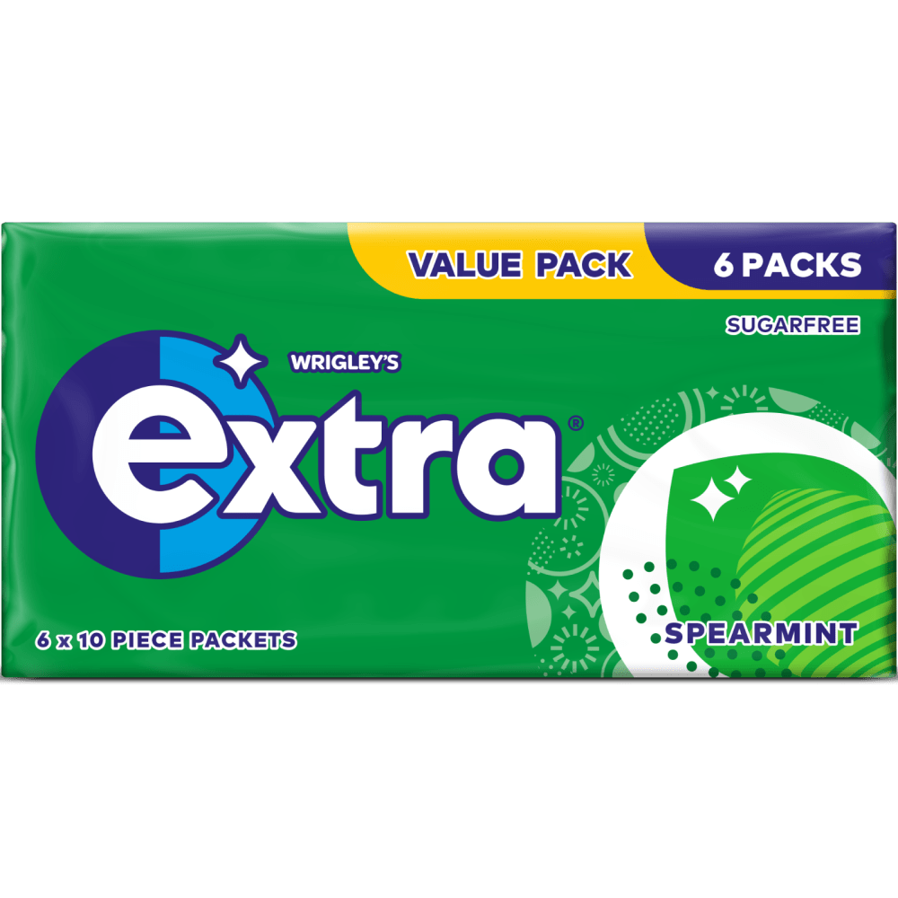 EXTRA Spearmint Chewing Gum Sugarfree Multipack 6x10 Pieces