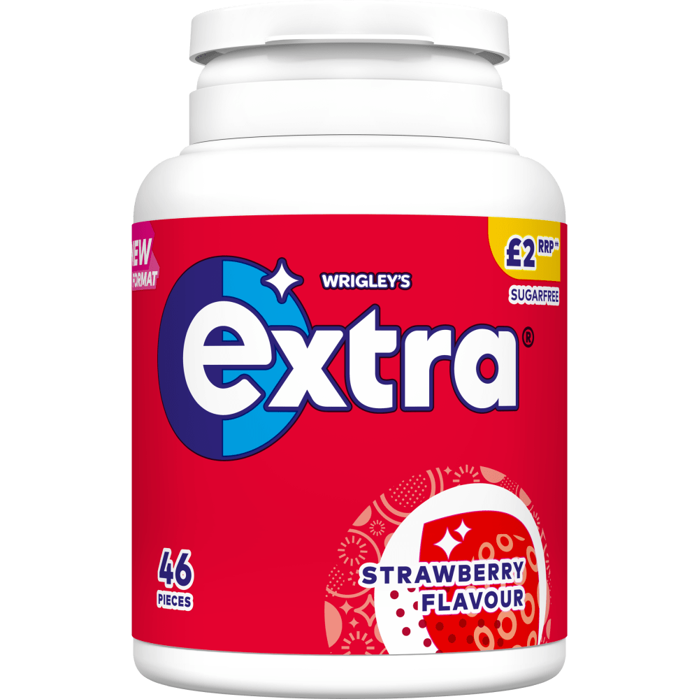 EXTRA Strawberry Chewing Gum, Sugar-free, Bottle 46 pieces